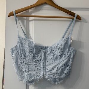 Anthropologie Blue Eyelet Crop Top